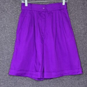 Vintage Star City Purple Pleated High-Waist Bermuda Shorts Size 10 USA Rayon